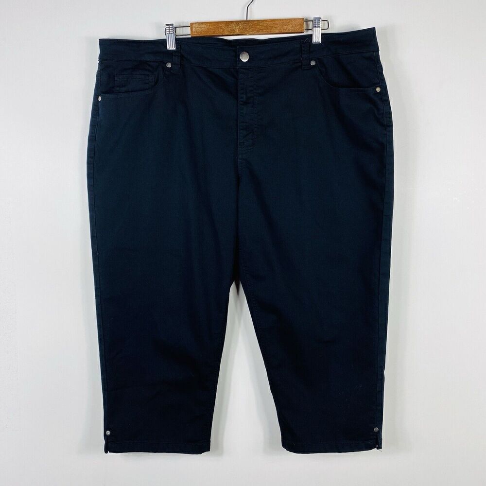 Catherines Plus Size 26 Tall Capri Jeans Black 5-Pocket